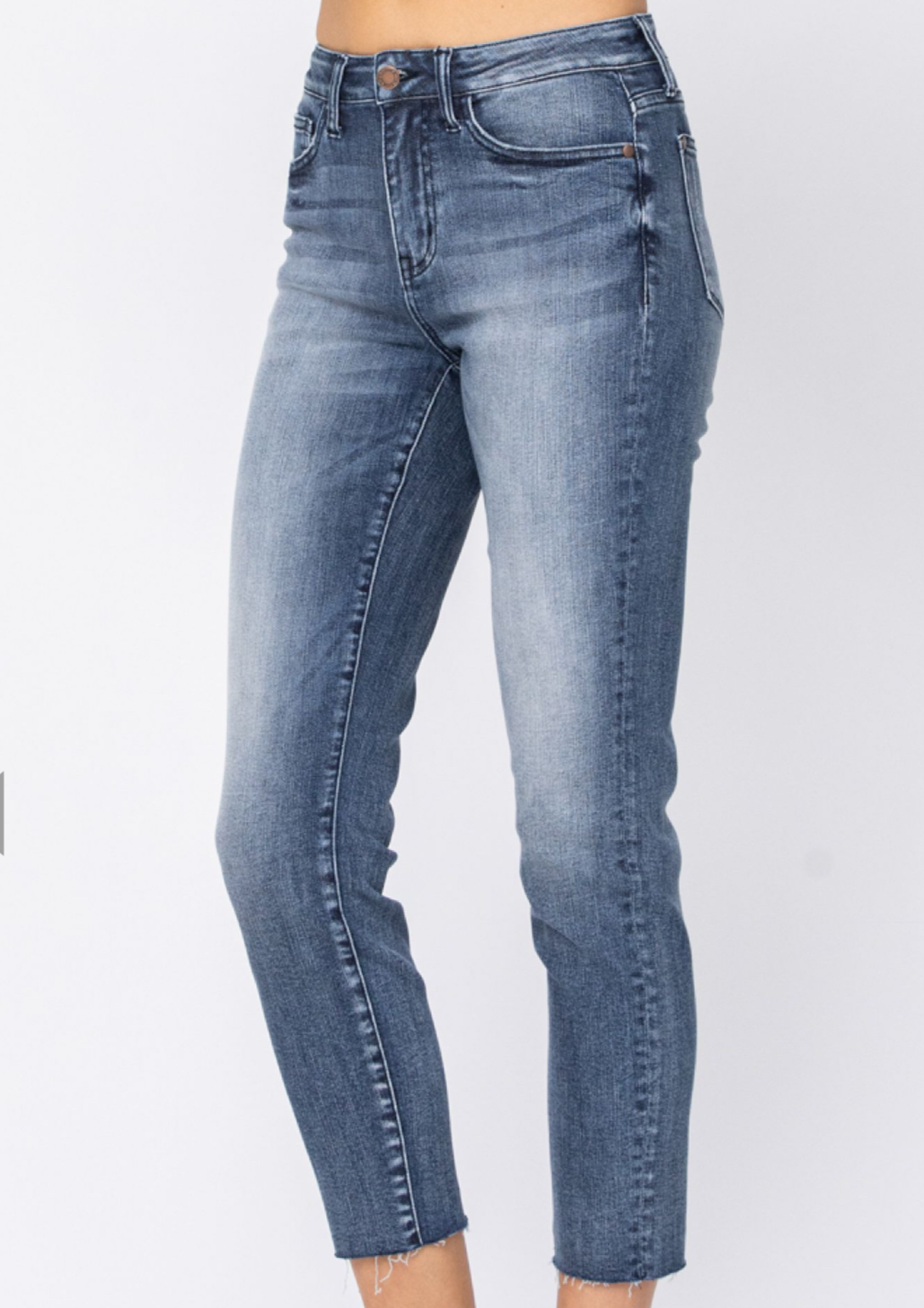 Judy Blue High-Rise Raw Hem Relaxed Fit Jeans 88191