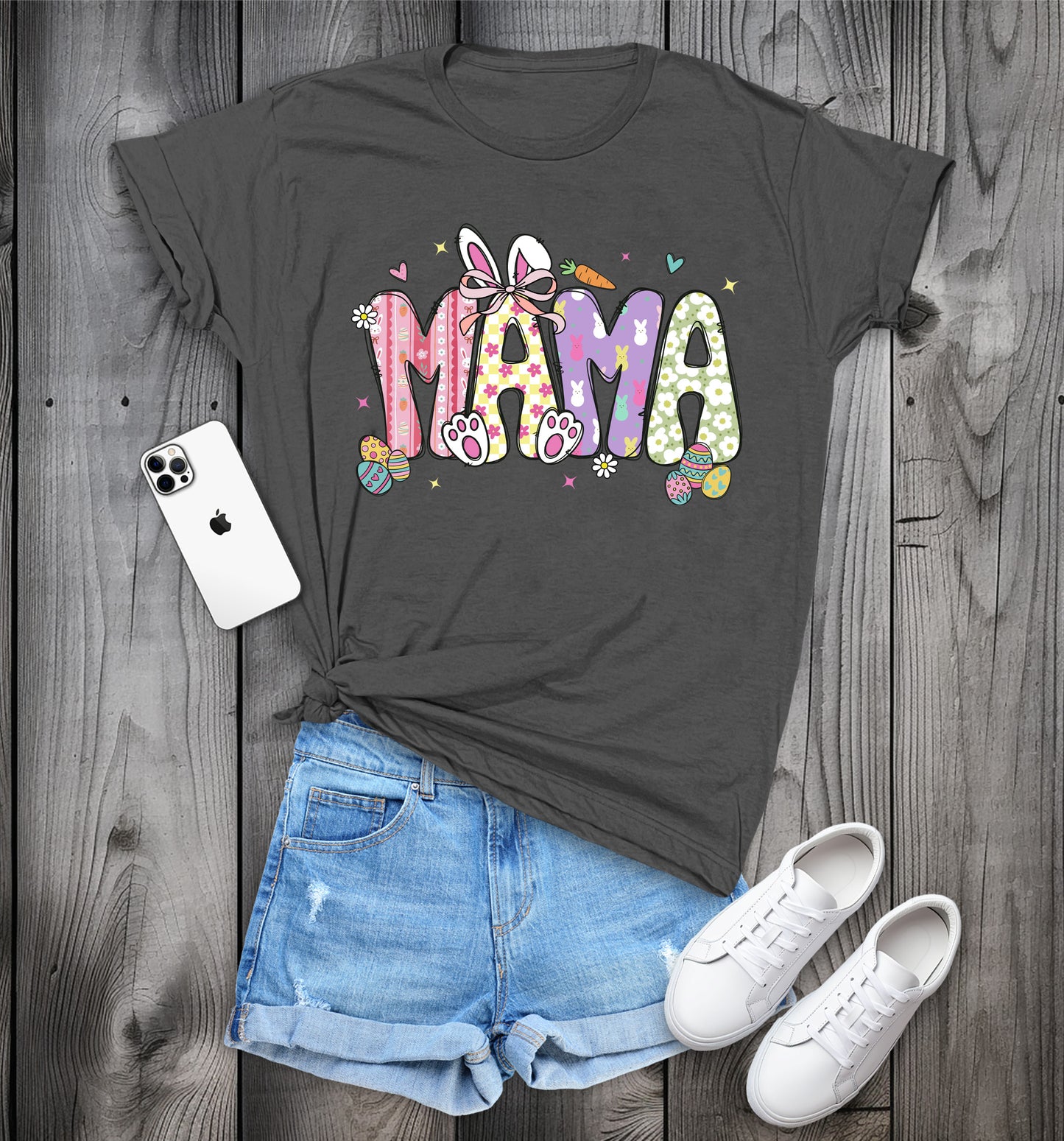 MAMA Easter T-Shirt, Cute Spring Tee, Easter Bunny Mama Shirt