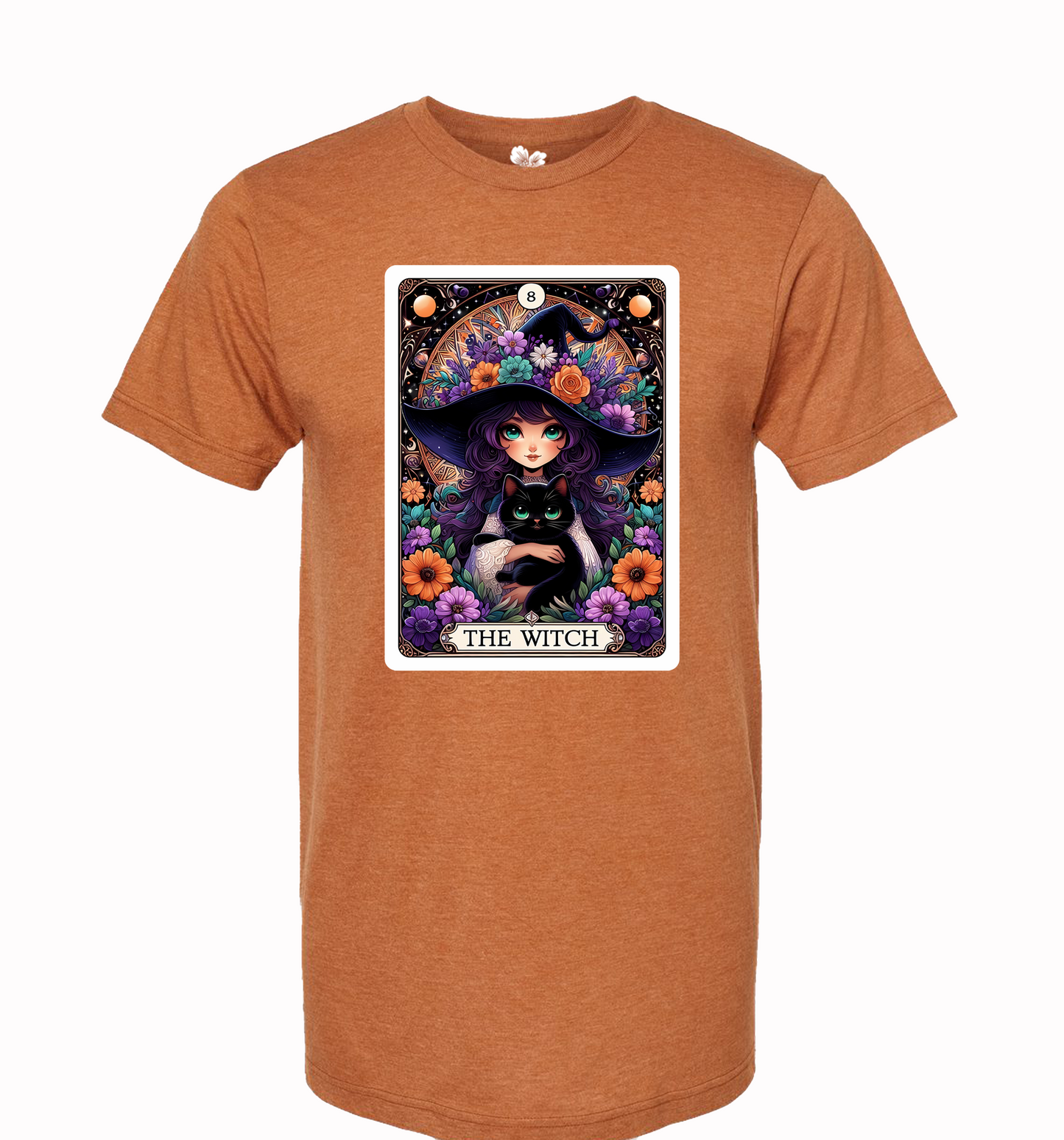 Witch Tarot Card Crew Neck T-Shirt, Witch and Cat T-Shirt, Trendy Witch Tarot T-Shirt, Witch Tee