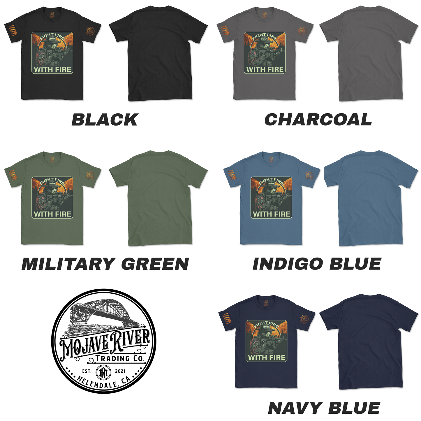 "FIGHT FIRE WITH FIRE" Tactical Smoke the Bear Graphic T-Shirt