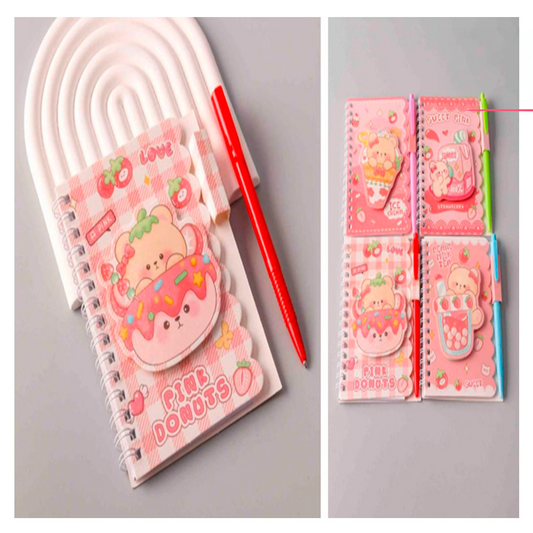 CUTE BEAR DESSERT NOTEBOOK PEN SET ASSTD STYES