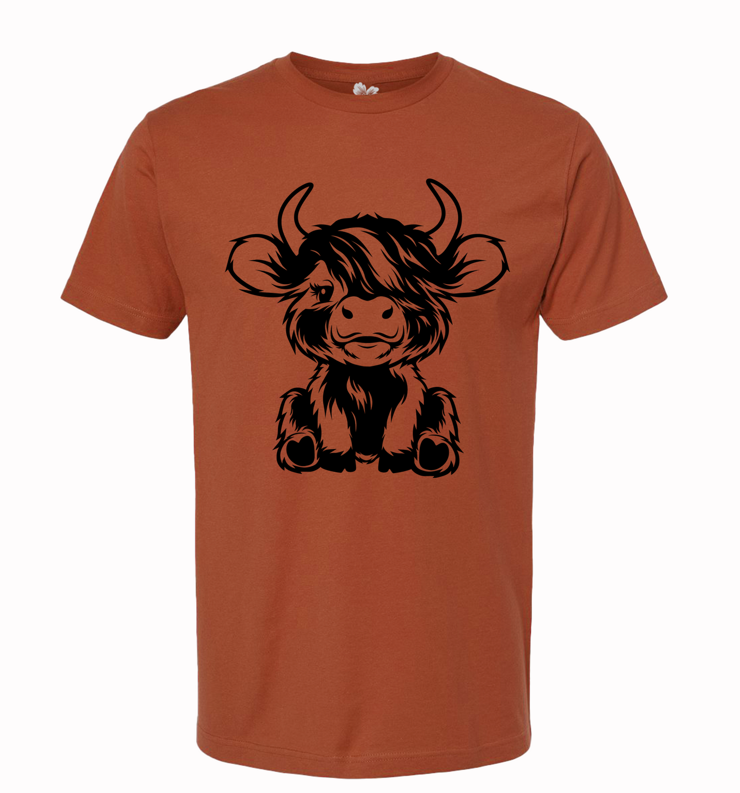 Cute Sitting Highland Cow T-Shirt, Cute Cow T-Shirt, Baby Cow T-Shirt