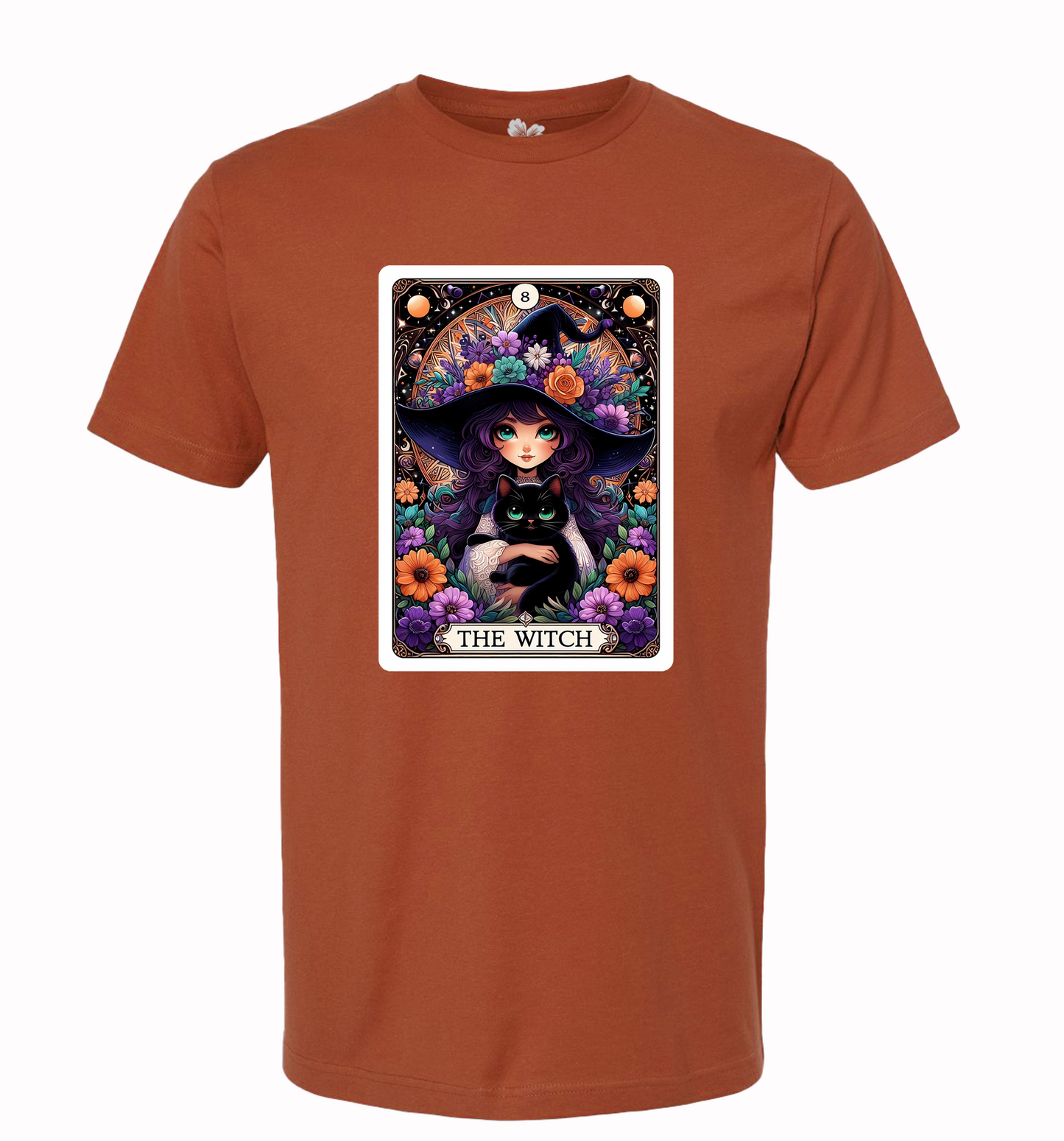 Witch Tarot Card Crew Neck T-Shirt, Witch and Cat T-Shirt, Trendy Witch Tarot T-Shirt, Witch Tee