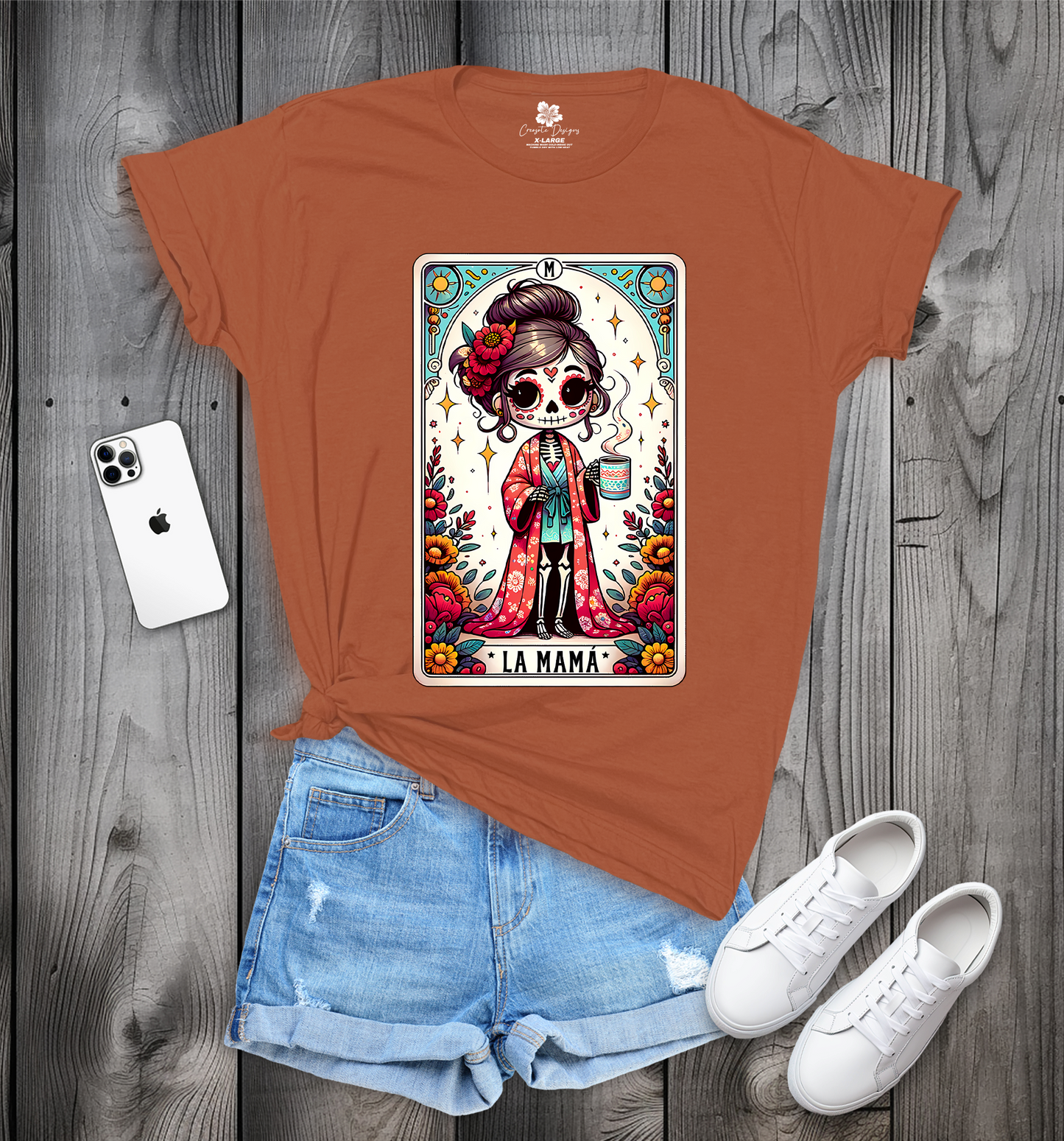 La Mama Tarot Card T-Shirt, La Mama Skeleton T-Shirt, Trendy Mama Funny Tarot T-Shirt, La Mama Tee