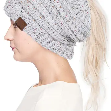 C.C Confetti Ponytail Messy Bun Beanie