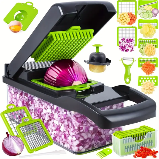 Vegetable Chopper, Pro Onion Chopper, 16 in 1Multifunctional Food Chopper, Kitchen Vegetable Slicer Dicer Cutter,Veggie Chopper With 8 Blades,Carrot and Garlic Chopper With Container