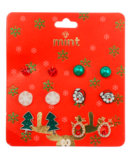 6 PAIRS OF CHRISTMAS ASSORTED STUD EARRINGS