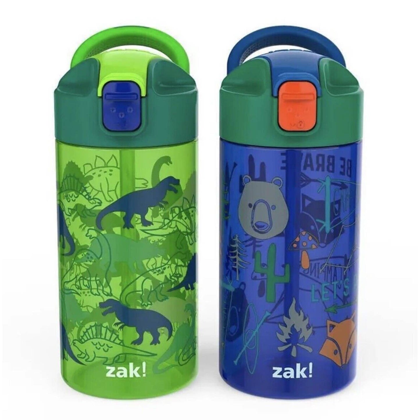 18oz 2pk Plastic Dino's and Camping Valiant Kids Water Bottle Set - Zak Designs