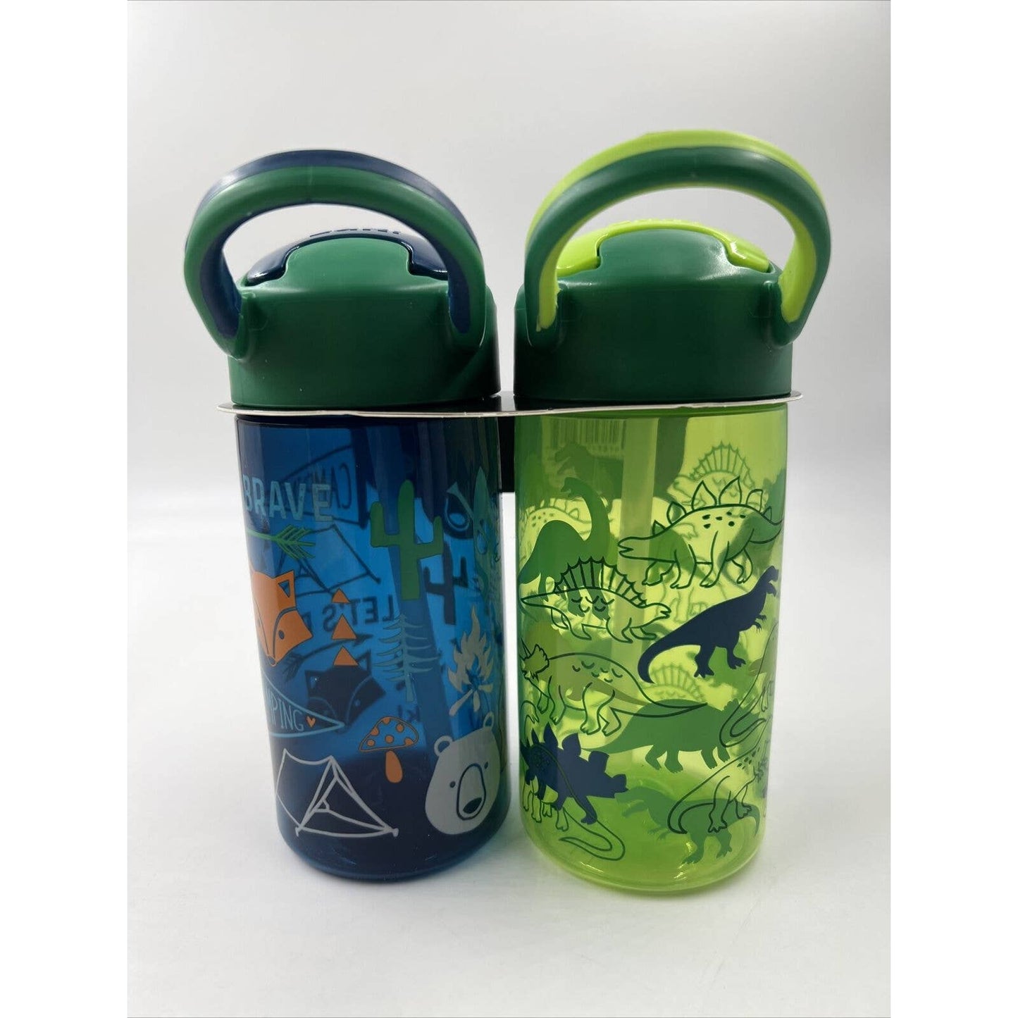 18oz 2pk Plastic Dino's and Camping Valiant Kids Water Bottle Set - Zak Designs