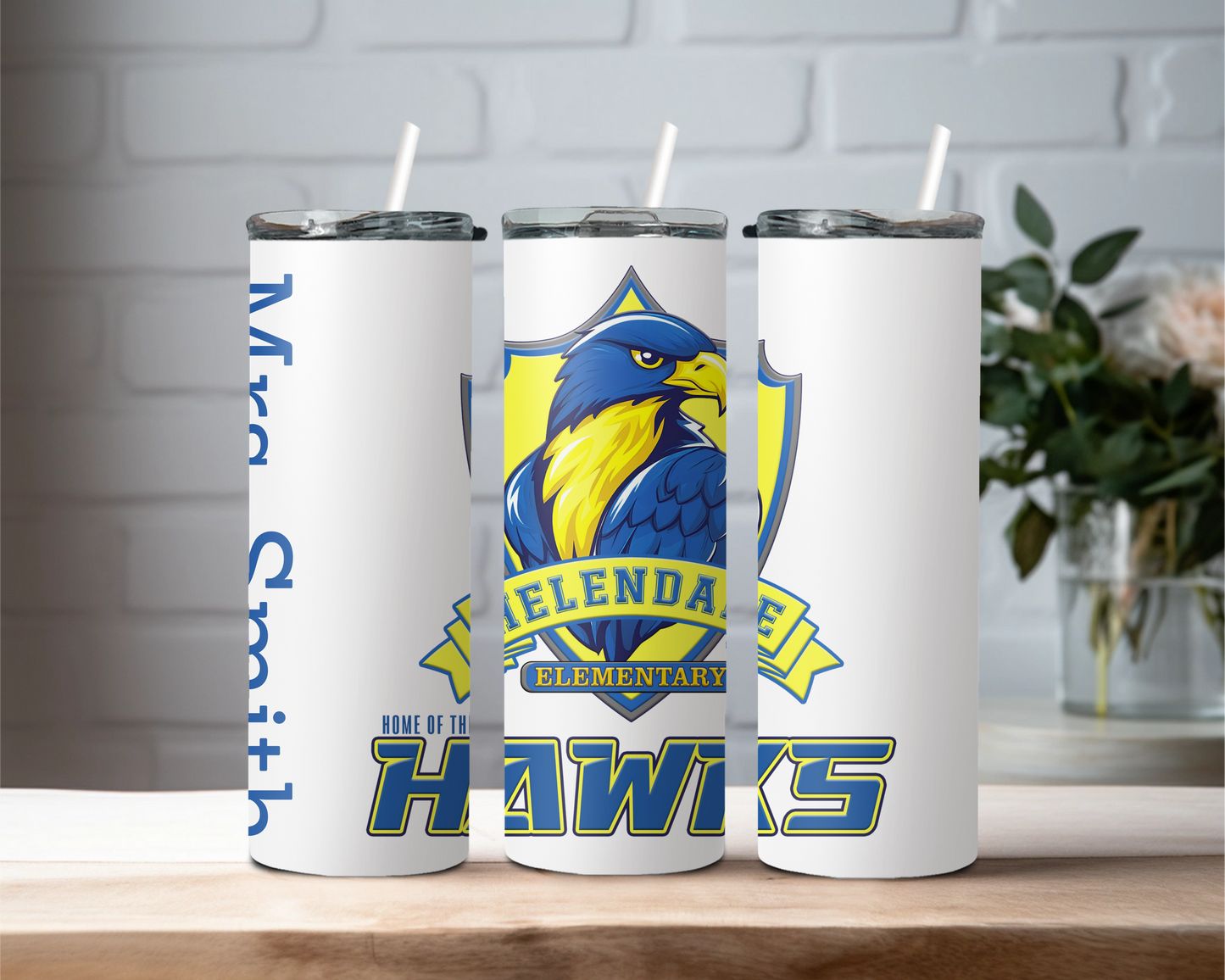 Helendale Elementary 30oz Insulated Steel Tumbler with Mascot – Customizable Name, School Spirit Travel Mug