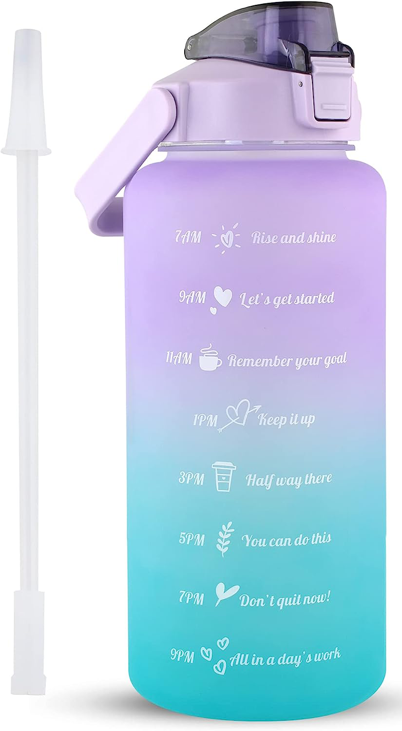 64 oz Straw Water Bottle with Times Aqua Purple
